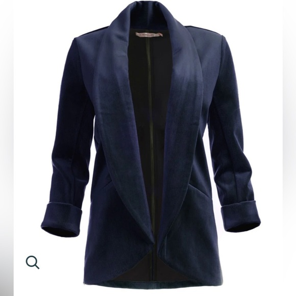 Anthropologie | Traffic People NWT Boyfriend Blazer Navy Blue Large Corduroy - Picture 14 of 15